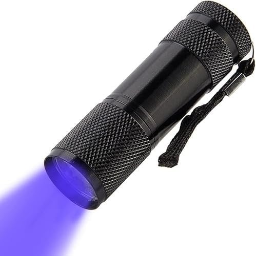 Easytech Luz Ultravioleta con 9 LED, 395nm Linterna UV, Luz Negra Ultravioleta IPX4 Impermeable para Detectar Manchas en Ropa, Alfombras, Rastros de Orina de Mascotas
