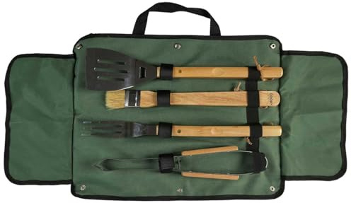 COOK CONCEPT 4-teiliges Grillbesteck-Set aus Edelstahl | Grillbesteck-Set aus 4-teilig, robust, kompaktes Design, ideal zum Grillen, leicht zu reinigen, platzsparend zu verstauen