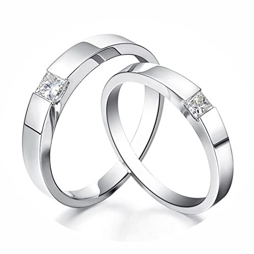 AMDXD Echter Schmuck Ringe Diamant 0.4ct, 2 Stücke Solitärring 950 Platin Quadrat Design Pärchen Ringe Trauringe Diamantring, Damen 60 & Herren 60