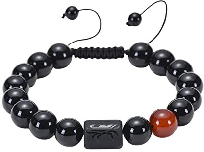 BCughia Perlen Armbänder, Prächen Armbänder Rot Beads Armband Rundschliff Achat Verstellbare Runde Zylinderperlen aus Naturstein Schmuck Geschenk 18cmx10mm