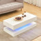 JYMTOM Couchtisch für Wohnzimmer, Beistelltisch Moderner Holztisch mit LED-Leuchten, Weißer Glanz Kaffeetisch mit 2 Schubladen rechteckiger 100 * 50 * 35 cm Home-Office-Möbel (2 Schubladen, weiß)