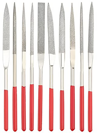 Bestgle 10 Pcs Limas de Aguja Metal Lima de Aguja de 4 mm x 160 mm Juego de Limas de Aguja Limas de Agujas Mini con Recubrimiento de Diamante