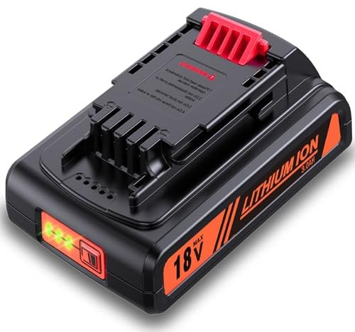 Batteria di ricambio per BLACK+DECKER 18 V 3.0 Ah BL2018, 3,0 Ah agli ioni di litio per Black e Decker 18 V attrezzi da giardino e elettrodomestici BL2018 LBX20 LBXR20 LST220 LBXR2020 (1-Pack)