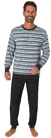Normann Herren Langarm Frottee Schlafanzug Pyjama mit Bündchen - auch in Übergrößen
