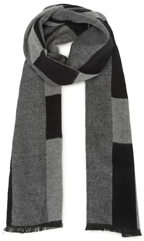 Miss Lulu Bufanda Hombre Bufandas Suaves y Cálidas para el Invierno Moda Negocios Bufanda a Cuadros para Hombres (Negro)