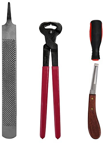 Sunydog 4 STÜCKE Horse Farrier Hoof Nipper Trim Schuh Datei Raspel Griff Hufschneider Werkzeug Pferdepflege Zubehör