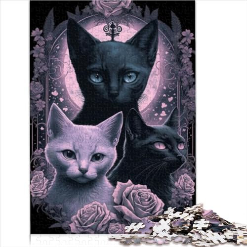 Puzzle Gothic-Katze, 1000 Teile, Puzzle für Erwachsene, Holzpuzzle für Erwachsene und Kinder ab 12 Jahren, Puzzle zum Anfassen, Familiendekoration, 1000 Teile (50 x 75 cm)