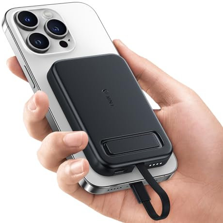EMNT Powerbank 5200mAh Mini Kompakte Externer Akku Power Bank Klein Aber Stark mit Integriertem Kabel Inkl, Speziell entwickelt für iPhone