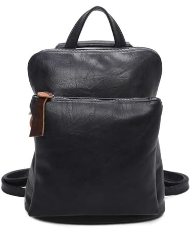 Damen Rucksack Tasche Crossbody Schultertasche Handtasche Messenger Umhängetasche Shopper Cross-Over Handgepäck Vintage Leder Optik Dunkelblau