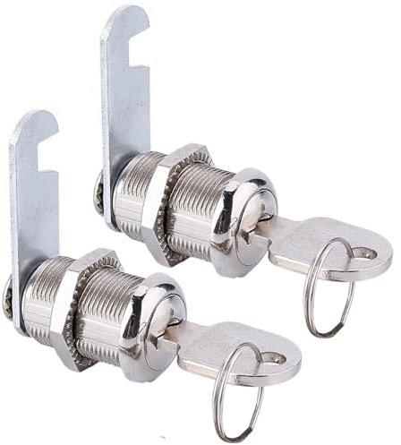 Lot de 2 serrures de boîte aux lettres, 20 mm, avec clé, diamètre : 18 mm, pour boîtes aux lettres, portes d'armoire