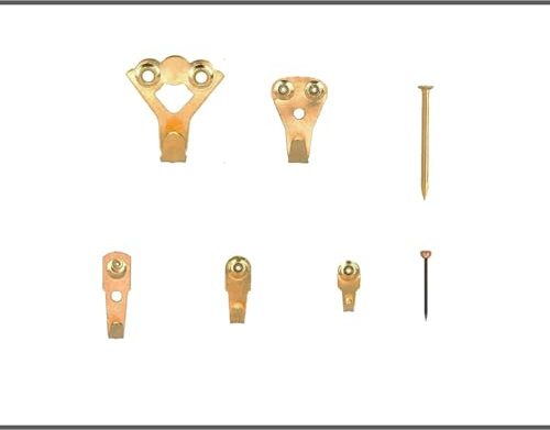 Picture Hanging Kit for Mirror & Hard Walls with Nails- 56 Pieces Golden