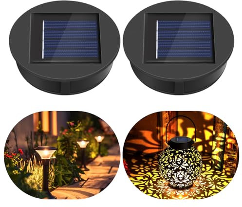 Solar Light Replacement Top 8cm, Solar Lights Replacement Top IP44 Water Proof LED Solar Panel, 1.2V 600mAh, LED Solar Replacement Top Unit for Outside Garden Lantern Solar Lamp Hanging Lanterns, 2PCS