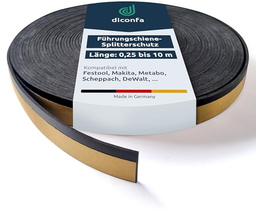 diconfa PROFILINE Splitterschutz GUMMI - LÄNGE: 0,25m bis 10m - kompatibel mit Makita Führungsschiene SP6000 - KLEBER: gelb, gitterverstärkt - AUSWAHL: 6000mm (6m) - Spanreißschutz