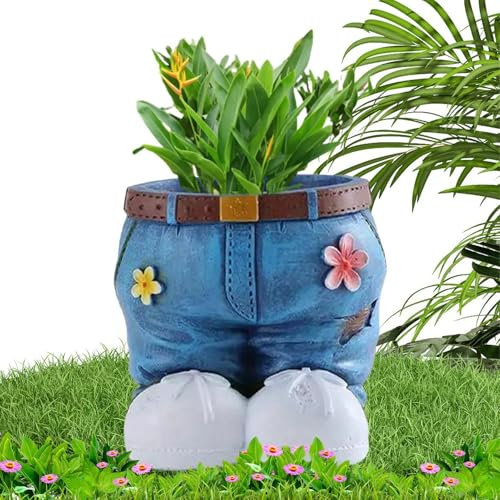 Dirfuny Pflanztöpfe Indoor - Kreative Jeans Jeansrock Blumentöpfe Outdoor - Dekorative Handwerk Outdoor und Indoor Garten Pflanzgefäß für Balkon, Garten, Wohnzimmer