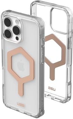 URBAN ARMOR GEAR UAG Designed for iPhone 16 Pro Max Case 6.9 Plyo - Compatible with MagSafe Charging Rugged Slim Anti-Yellowing Transparent Clear Shockproof MIL-STD Protective Cover, Ice/Rose Gold