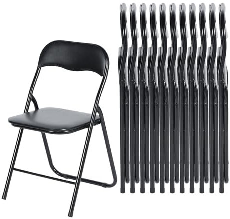 LuxNook 12 Stück PVC Klappstuhl klappstuhl mit Polster Starker Metallrahmen Campingstuhl Faltbarer Stuhl Bürostuhl Platzsparender Schreibtischstuhl für Gast, 150kg belastbar