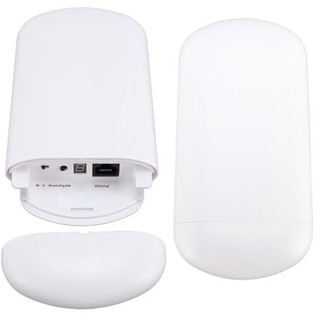 5,8-GHzBrücke, 1,5 Km Große Reichweite, Wasserdicht nach IP65, Punkt-zu-PunktZugangspunkt mit 8 DBi High-Gain-Antenne, 24-V-PoE-Adapter für Scheune, Plug-and-Play