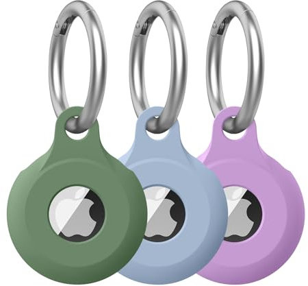 Wanme Cover AirTag, 3 Pezzi Porta Portachiavi AirTag per Apple, AirTag Protegge Case in Silicone per Chiavi Zaini e Bagagli