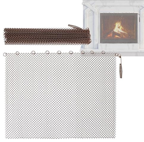 Kaminschutz – Zaun-Funkenschutz, Dekorative, Rollende Funkenschutzkette, Mit 2 Zügen, Hängende Ersatzschirme Für Den Holzkamin Zu Hause