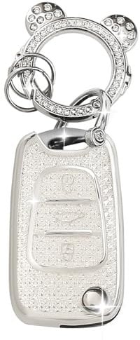 ZVRSUA Autoschlüssel Schutzhülle Passt für Hyundai,Schlüsselcover TPU Autoschlüssel hülle Kompatibel mit Hyundai i10 i20 i30 i40 ix20 ix30 ix35 Elantra Avante Kia Sportage Rio Ceed Picanto (Silber)