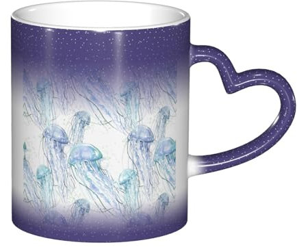 3D-Quallen-Druck, Farbwechsel-Tasse mit gedrucktem Bild, perfekt für Zuhause, Büro und Café