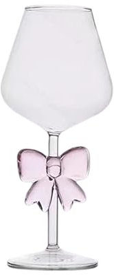 Glass Cups with Pink Bow, Clear Glass Iced Coffee Mug Tumbler Cups Juice Cup Milk Cup for Wedding, Party, Home (C)