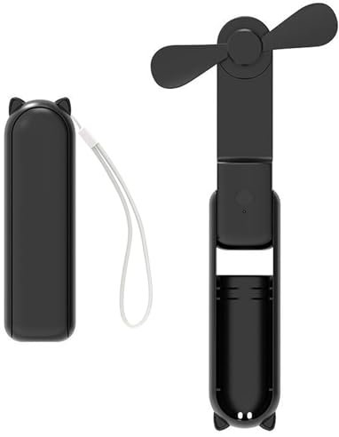 AFIODA ﻿ Hand Held Fan, Portable Handheld Fan with 1200mAh Power Bank, USB Rechargeable Pocket fans with 3 Speeds, Foldable Personal Fan for Travel, Home Use, Gifts for Women Men Kids – All Black