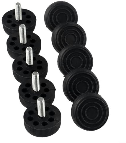 Bulevisiter Lot de 10 pieds de meubles réglables à visser M6/M8/M10 - Base en plastique - Patins anti-rayures - Réduction du bruit pour tables, chaises, tabourets (M6 x 30 x 20 mm)