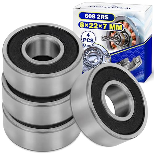 4 Pieza Rodamiento de Bola 608 2RS con Tamaño 8x22x7 mm - MONTERAL