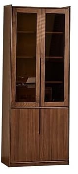 NEBE Weinkühlschrank 80x38x200cm Nussbaum Home Glastür Lagerschrank, Massivholz Wein Display Rack, Studie Wand Lagermöbel Weinregal