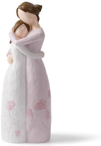 Yuideary Mutter und Tochter Umarmung Kunstharz Figur – Muttergeburtstagsgeschenke von der Tochter, Geschenke für Mama – handgefertigtes Rouge-Rosen-Relief, Andenken, Heimdekoration