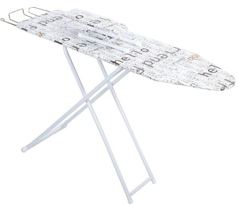 Faltbares Bügelbrett – höhenverstellbar, langlebig, mit rutschfesten Füßen, faltbares Bügelbrett mit Bügeleisenablage, faltbarer & zusammenklappbarer Bügeltisch, 107 cm x 30 cm, leicht (weiß)