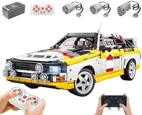 Technik Auto für Aodi Sport Quattro S1 Group B 1984, Mit 3 Motoren Set, 1:8 Groß Auto Modellbausatz, 3887 Teile Klemmbausteine Rennauto, Automodell Sammlerstück für Autofans, Keine Originalverpackung