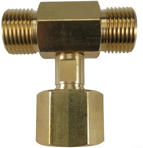 Gewinde-T-Adapter W21.8–14, 3-Wege-Anschluss für Kohlendioxid-Tanks mit doppelter Ausgangsfähigkeit und Messingmaterial mit Dichtung