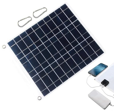 Panneaux solaires - 10 W - Étanche - Double sortie USB - Chargeur solaire pour camping - Pour randonnée, porche, fête, pique-nique, randonnée, téléphone, tablettes