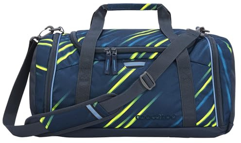 coocazoo Sporttasche „Fast Lime“, schwarz-blau, Hauptfach, Nasswäschefach, Seitentasche, Reflektoren, 20 Liter, ab der 3. Klasse