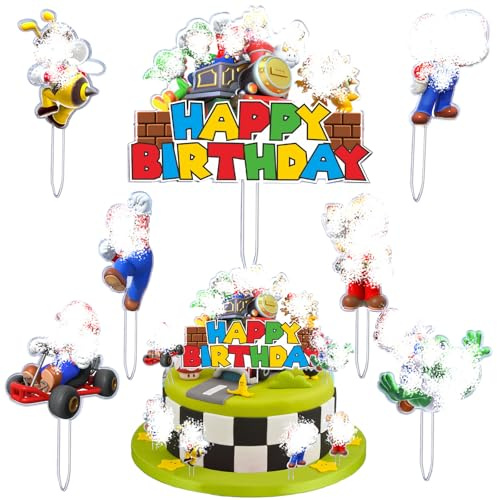 7 Stück Kuchen Dekoration, Torten Deko, Geburtstags Dekoration, Cake Topper, Cupcake Deko, Jungen Mädchen, Partyzubehör, für Kinder Geburtstage, Mottoparty, Baby Partys