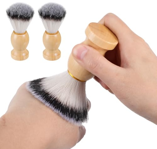 JEWEDECO Bartbürste und Holzgriff 2 Stück mit Weichen Nylonborsten für Männer für Präzise Bartpflege und Schnelles Trocknen nach Rasur