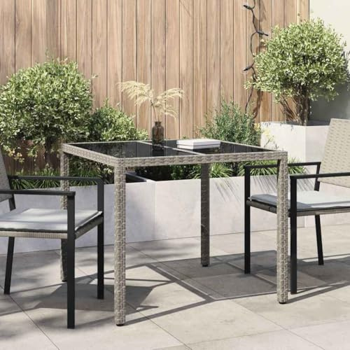 Cartvyn Gartentisch Grau 90 x 90 x 75 cm Poly-Rattan wetterfest Terrassentisch Balkontisch Außentisch Klapptisch Garten Beistelltisch wetterfester Gartentisch für draußen Outdoor Esstisch
