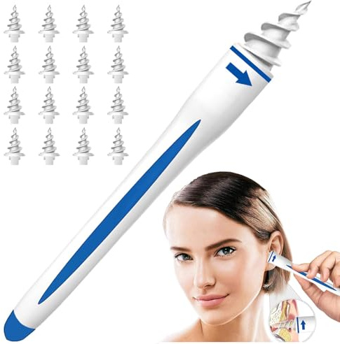Ohrenschmalz Entferner, Ohrenreiniger Sicheres und Weiches 360 Grad Spirale Silikon Ear Cleaning kit mit 16 Abwaschbaren Ersatzköpfen, Geeignet für Kinder und Menschen Ohrreinigungsset