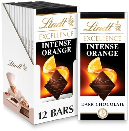 Lindt Excellence Intense Orange Dark Chocolate Bar, 3.5-Ounce Packages (Pack of 12)