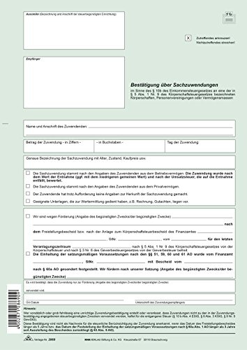 Spendenquittung Sachzuwendung A4 sd