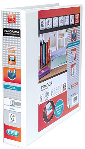 Elba 400008419 A4 Plus Strongline Panorama Presentation Binder - White