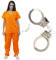 Women’s Orange Prisoner Costume with Handcuffs - Large Jail Inmate Outfit with Top, Trousers & Prop Cuffs – Halloween, Cops and Robbers, Fancy Dress Party Costum