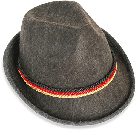 KarnevalsTeufel.de Tiroler-Hut Deutschland, Gr. 58 cm, schwarz rot Gold