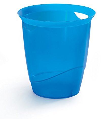 Durable 1701710540 Papelera TREND, con asas, 16 l, azul transparente, Traslúcido