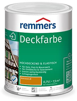 Remmers Deckfarbe maisgelb, 0,75 Liter, Deckfarbe für innen und außen, Wetterschutzfarbe viele Untergründe, hochdeckend, wetterfest