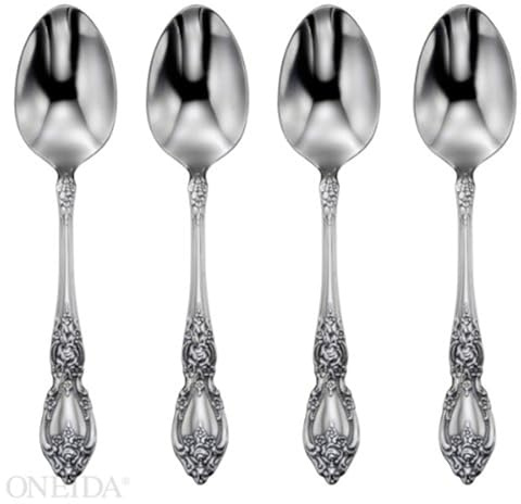 Oneida Wordsworth Everyday Flatware Dinner Spoons 18/0 Stainless Steel, Set of 4, Silver | 18/0 stainless steel, mirror finish | dishwasher safe | great for soup or everyday dining, cutlery set