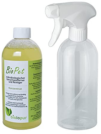 Biolopur | Geruchsneutralisierer | Geruchsentferner | Spray | Reinigungsmittel Urin, Haustier etc. 500ml Konzentrat ergibt 5L Fertiglösung