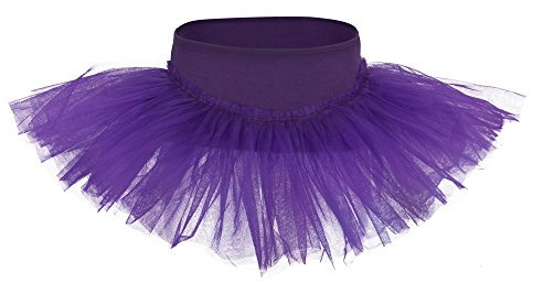 tanzmuster Ballettrock Mädchen Tutu - Pia - DREI Lagen Tüll weicher, Baumwollbund - Ballett Tuturock für Kinder in lila, Größe:92/98